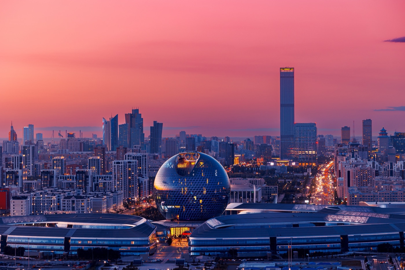Astana skyline at dusk, Kazakhstan