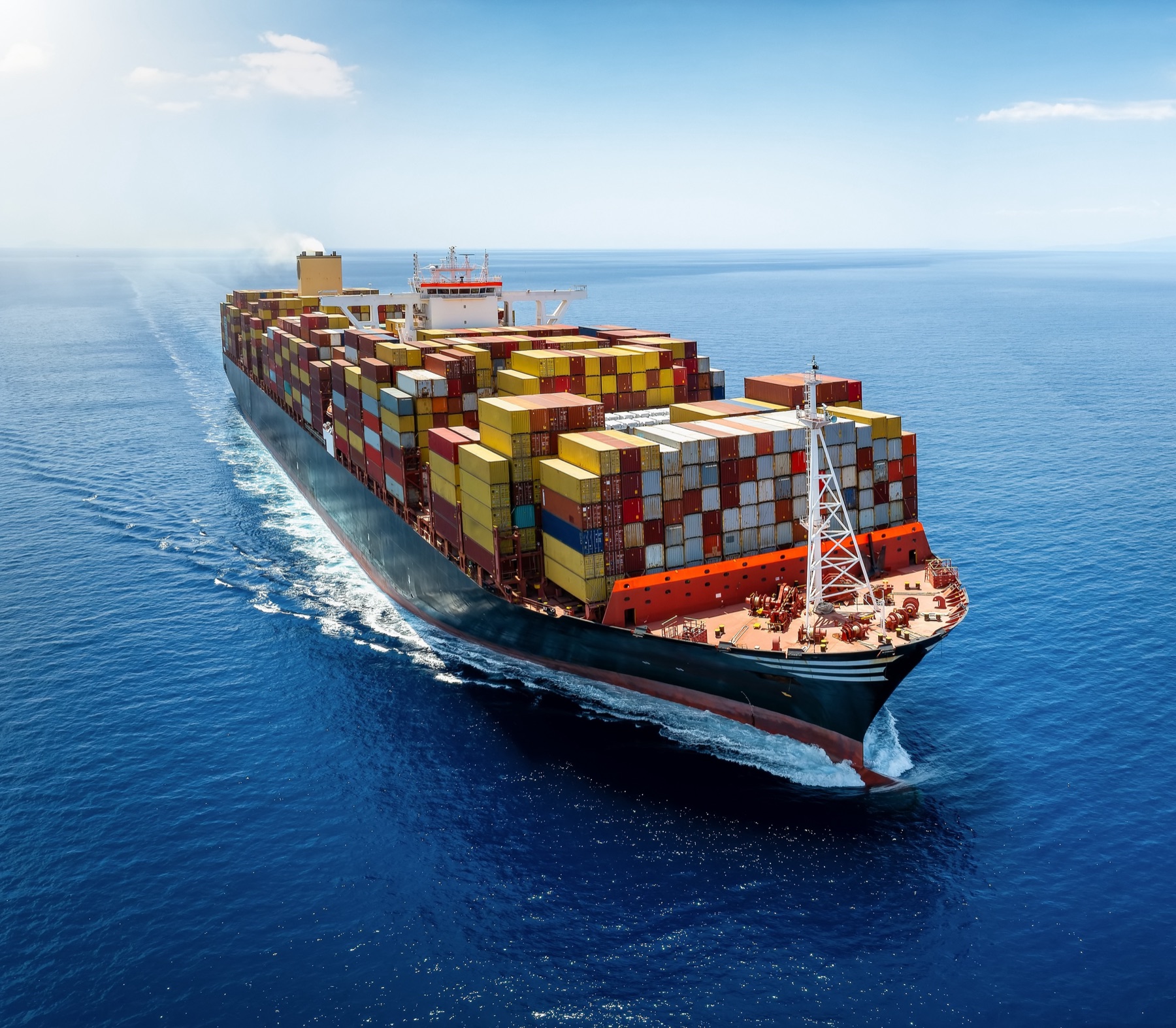 Container vessel at sea